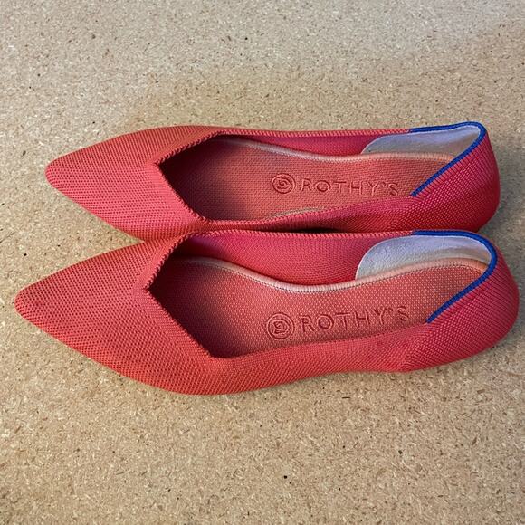 Rothy’s Red/Flame? Pointed Toe Ballet Flats Shoes Women’s 8.5 - Picture 3 of 7